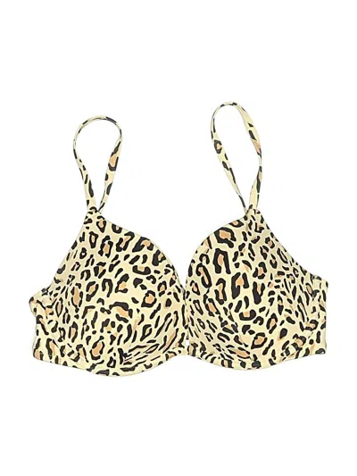Pre-owned Shade & Shore Swimsuit Top Gold Animal Print Pattern Swimwear