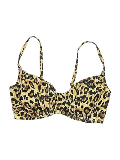 Pre-owned Shade & Shore Swimsuit Top Gold Animal Print Pattern Swimwear
