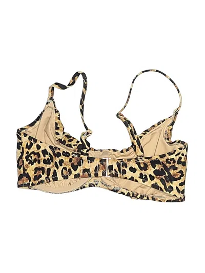 Pre-owned Shade & Shore Swimsuit Top Gold Animal Print Pattern Swimwear