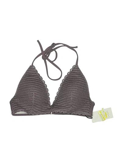 Pre-owned Shade & Shore Swimsuit Top Gray Chevron/herringbone Pattern Swimwear