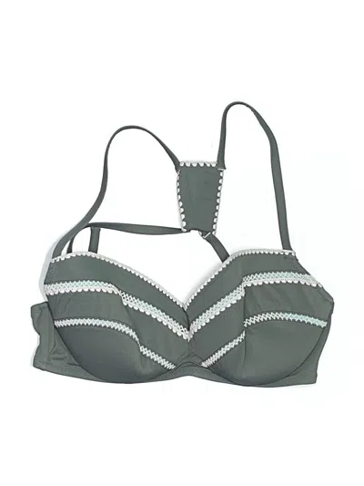 Pre-owned Shade & Shore Swimsuit Top Gray Chevron/herringbone Pattern Swimwear