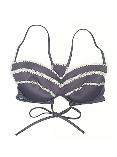 Pre-owned Shade & Shore Swimsuit Top Gray Chevron/herringbone Pattern Swimwear
