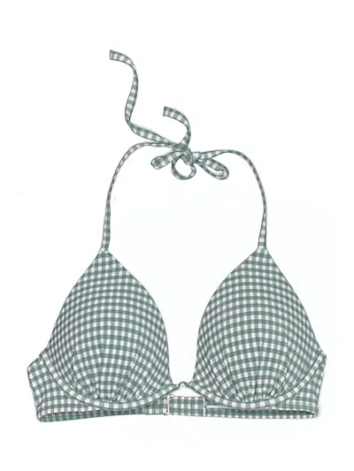 Pre-owned Shade & Shore Swimsuit Top Gray Houndstooth Pattern Swimwear