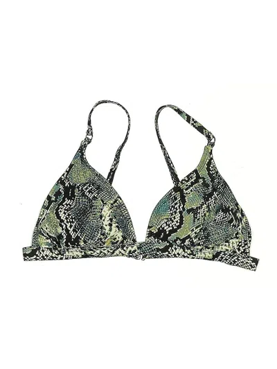 Pre-owned Shade & Shore Swimsuit Top Green Paisley Pattern Swimwear