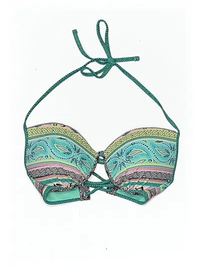 Pre-owned Shade & Shore Swimsuit Top Green Paisley Pattern Swimwear