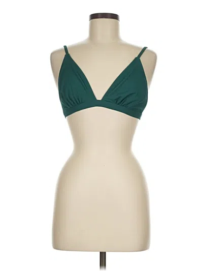 Pre-owned Shade & Shore Swimsuit Top Green Plunge Neckline Swimwear