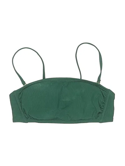 Pre-owned Shade & Shore Swimsuit Top Green Solid Pattern Swimwear