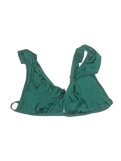 Pre-owned Shade & Shore Swimsuit Top Green Solid Pattern Swimwear