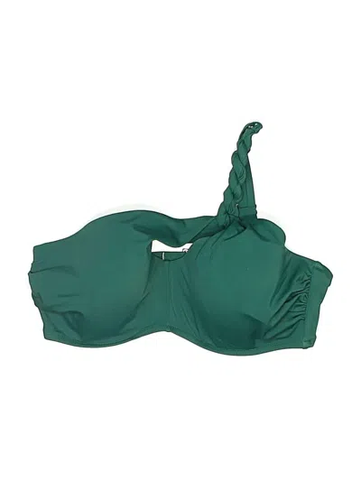 Pre-owned Shade & Shore Swimsuit Top Green Solid Pattern Swimwear
