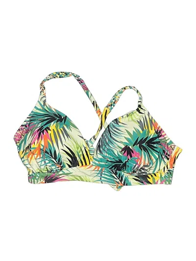 Pre-owned Shade & Shore Swimsuit Top Green Tropical Pattern Swimwear