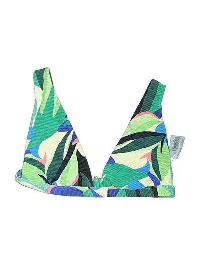 Pre-owned Shade & Shore Swimsuit Top Green Tropical Pattern Swimwear