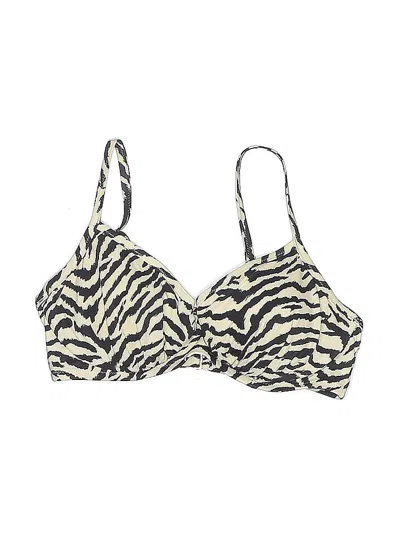 Pre-owned Shade & Shore Swimsuit Top Ivory Animal Print Pattern Swimwear In White
