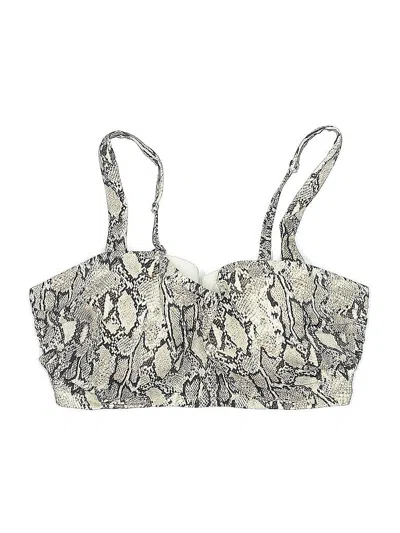 Pre-owned Shade & Shore Swimsuit Top Ivory Animal Print Pattern Swimwear In White