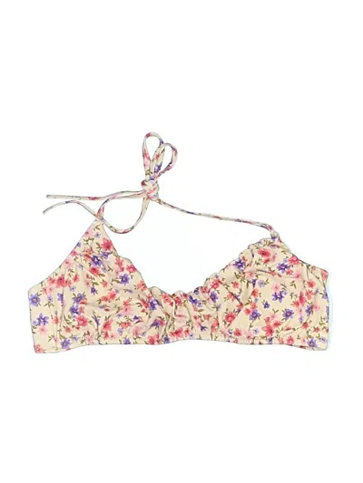 Pre-owned Shade & Shore Swimsuit Top Ivory Floral Pattern Swimwear