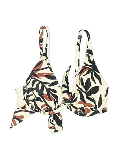Pre-owned Shade & Shore Swimsuit Top Ivory Print Pattern Swimwear