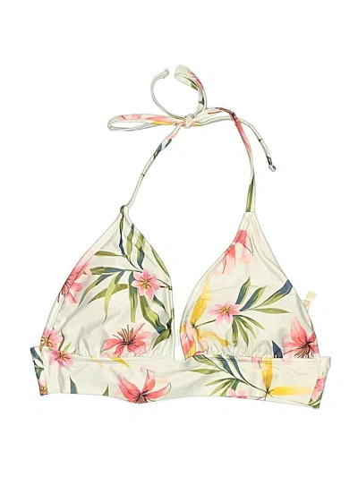 Pre-owned Shade & Shore Swimsuit Top Ivory Tropical Pattern Swimwear