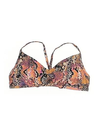 Pre-owned Shade & Shore Swimsuit Top Orange Animal Print Pattern Swimwear