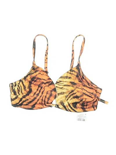 Shade & Shore Swimsuit Top Orange Animal Print Pattern Swimwear