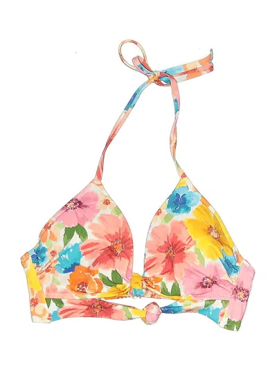 Pre-owned Shade & Shore Swimsuit Top Pink Floral Pattern Swimwear