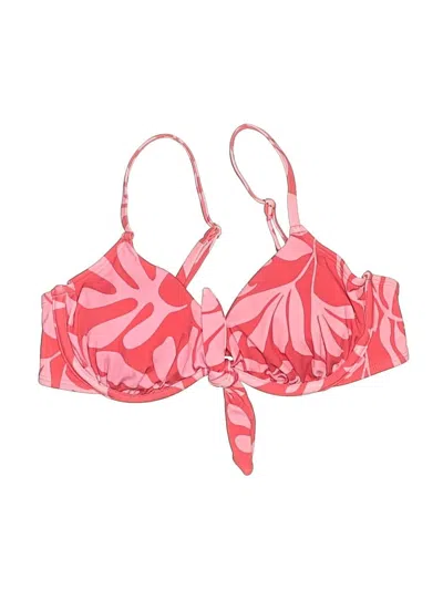 Pre-owned Shade & Shore Swimsuit Top Pink Hearts Pattern Swimwear