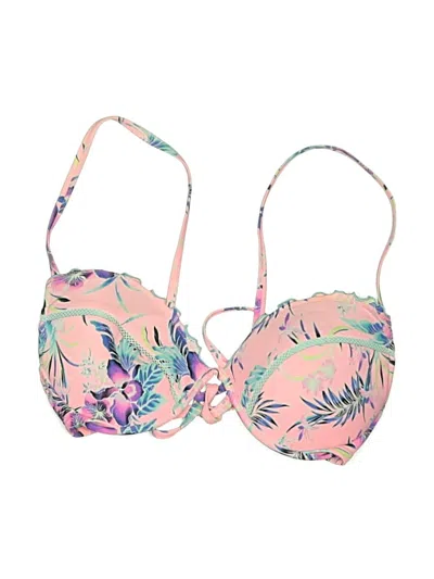 Pre-owned Shade & Shore Swimsuit Top Pink Tropical Pattern Swimwear