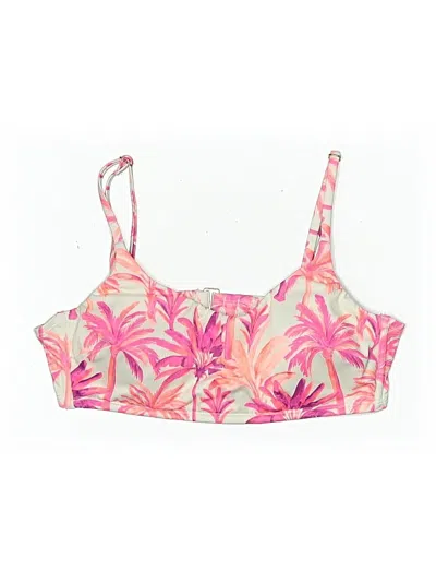 Pre-owned Shade & Shore Swimsuit Top Pink Tropical Pattern Swimwear