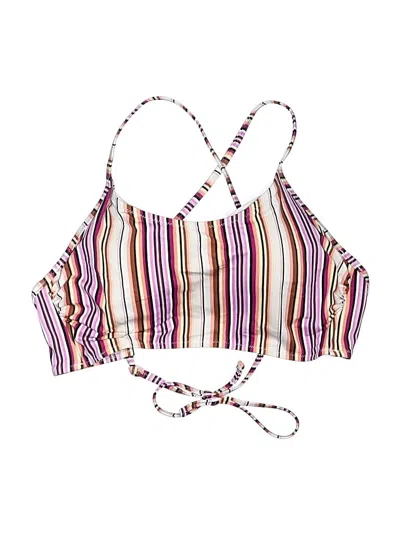 Pre-owned Shade & Shore Swimsuit Top Purple Stripes Pattern Swimwear