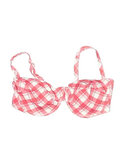 Pre-owned Shade & Shore Swimsuit Top Red Checkered/gingham Pattern Swimwear