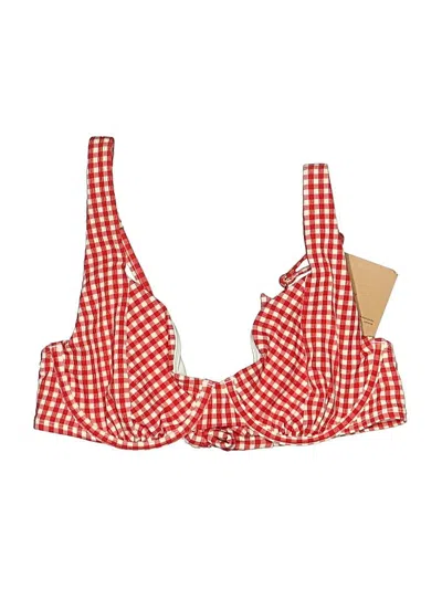 Shade & Shore Swimsuit Top Red Checkered/gingham Pattern Swimwear