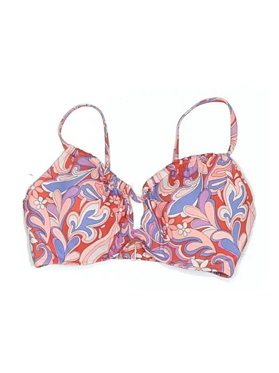 Pre-owned Shade & Shore Swimsuit Top Red Paisley Pattern Swimwear