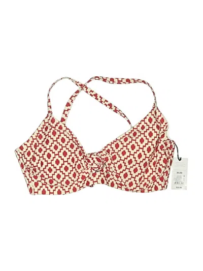 Pre-owned Shade & Shore Swimsuit Top Red Print Pattern Swimwear