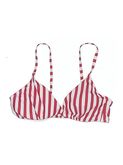 Pre-owned Shade & Shore Swimsuit Top Red Stripes Pattern Swimwear