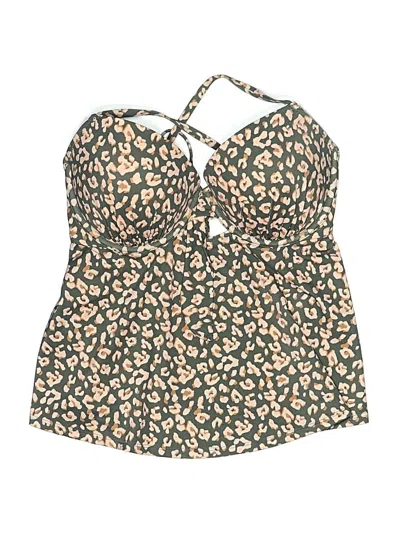 Pre-owned Shade & Shore Swimsuit Top Tan Animal Print Pattern Swimwear