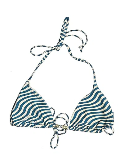 Pre-owned Shade & Shore Swimsuit Top Tan Stripes Pattern Swimwear