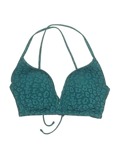 Pre-owned Shade & Shore Swimsuit Top Teal Animal Print Pattern Swimwear