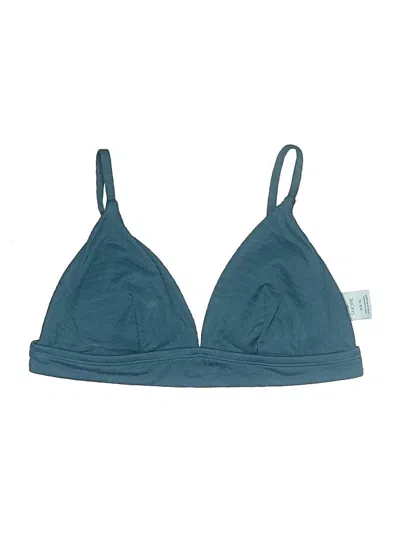 Pre-owned Shade & Shore Swimsuit Top Teal Solid Pattern Swimwear