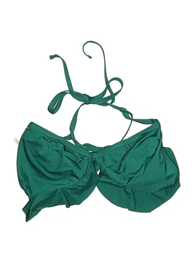 Pre-owned Shade & Shore Swimsuit Top Teal Solid Pattern Swimwear In Blue
