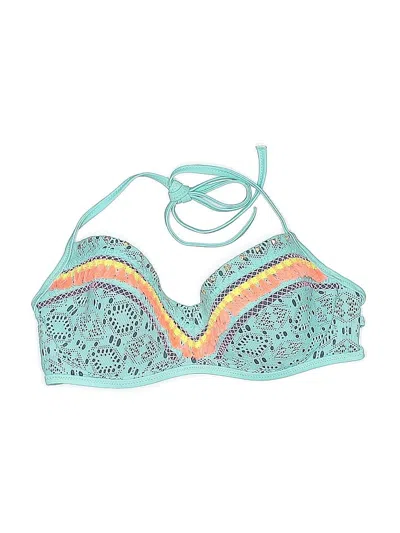 Pre-owned Shade & Shore Swimsuit Top Teal Swimwear In Blue