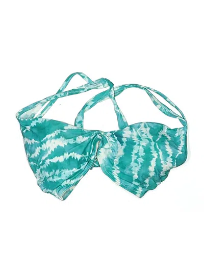 Pre-owned Shade & Shore Swimsuit Top Teal Tie-dye Pattern Swimwear