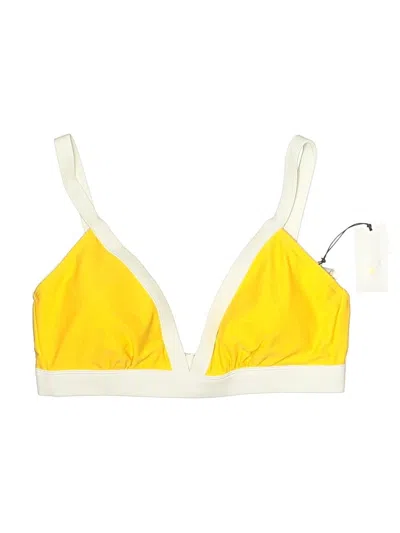 Shade & Shore Swimsuit Top Yellow Color Block Pattern Swimwear