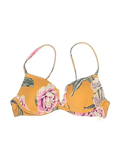 Pre-owned Shade & Shore Swimsuit Top Yellow Floral Pattern Swimwear