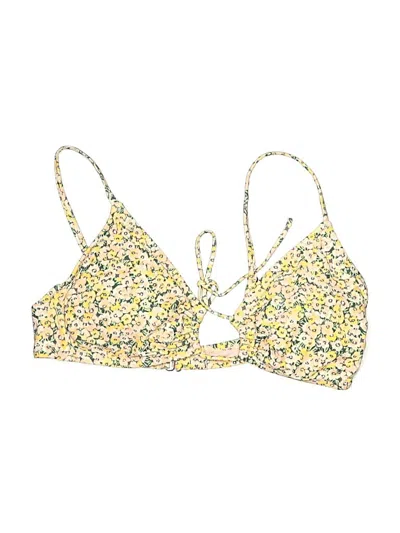 Pre-owned Shade & Shore Swimsuit Top Yellow Floral Pattern Swimwear