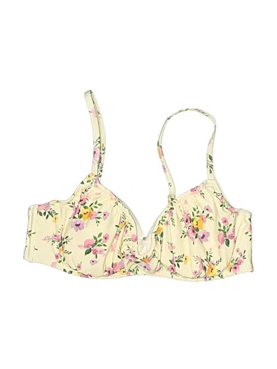 Pre-owned Shade & Shore Swimsuit Top Yellow Floral Pattern Swimwear