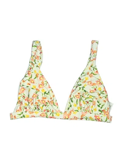 Pre-owned Shade & Shore Swimsuit Top Yellow Floral Pattern Swimwear