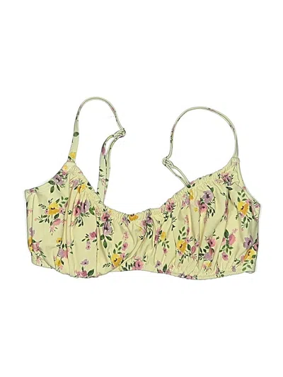 Pre-owned Shade & Shore Swimsuit Top Yellow Floral Pattern Swimwear