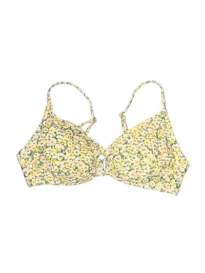 Pre-owned Shade & Shore Swimsuit Top Yellow Floral Pattern Swimwear