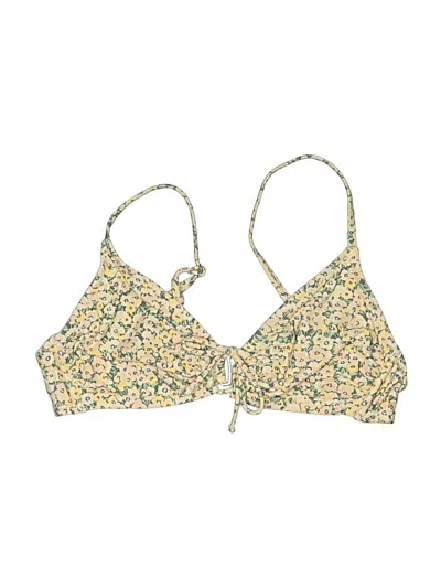 Pre-owned Shade & Shore Swimsuit Top Yellow Floral Pattern Swimwear