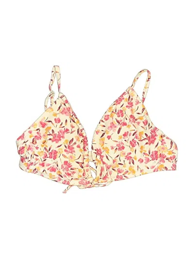 Pre-owned Shade & Shore Swimsuit Top Yellow Print Pattern Swimwear