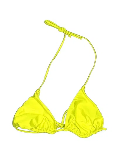 Pre-owned Shade & Shore Swimsuit Top Yellow Solid Pattern Swimwear