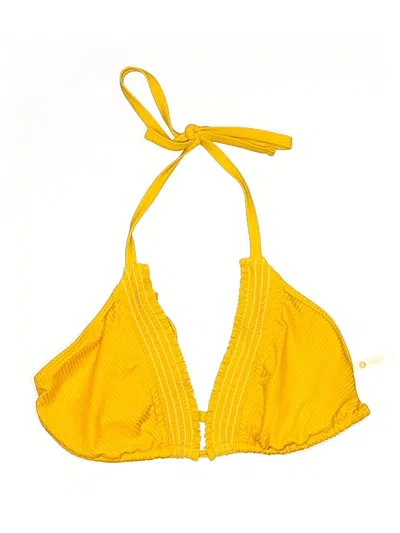 Pre-owned Shade & Shore Swimsuit Top Yellow Solid Pattern Swimwear